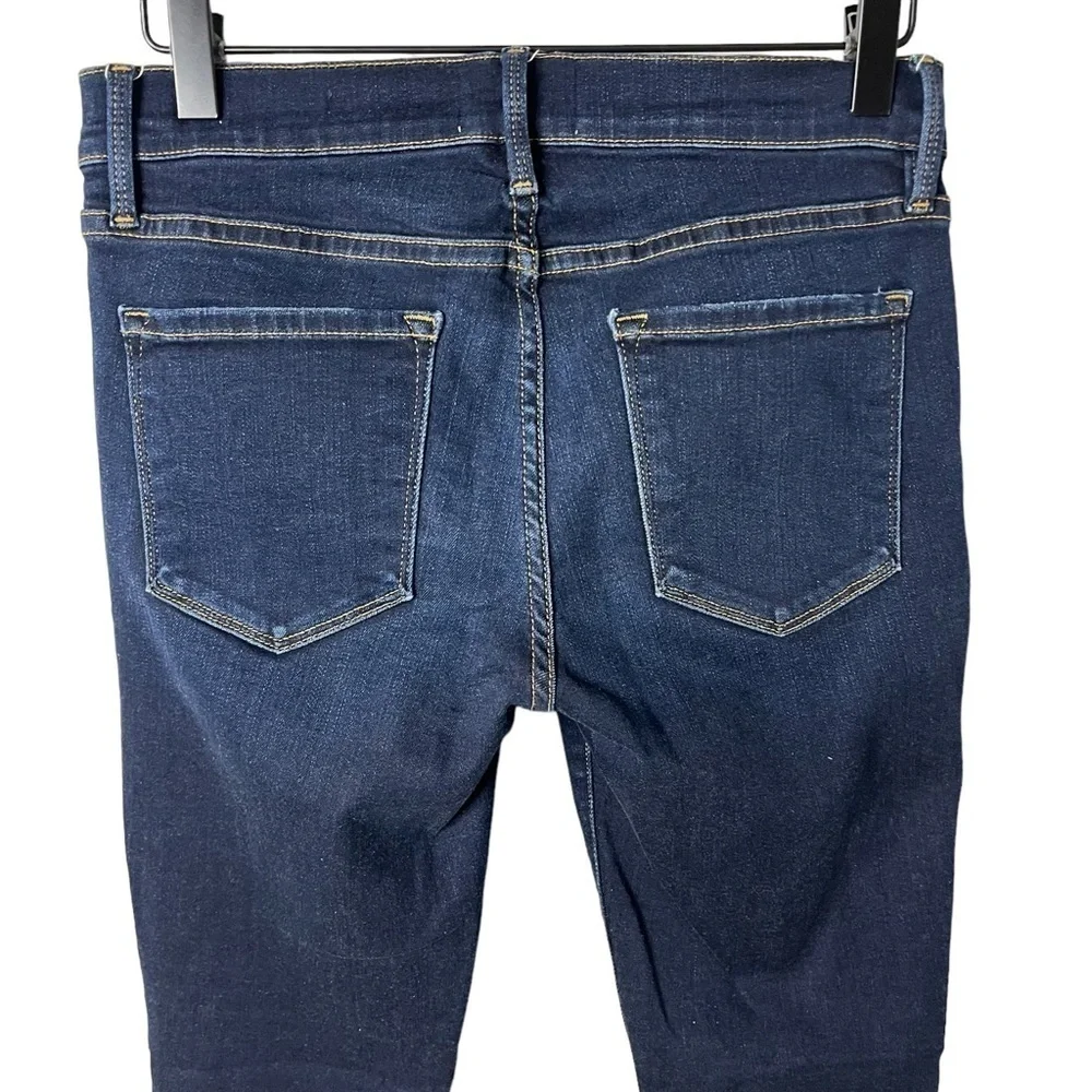 Frame Denim Le Skinny De Jeanne Jeans Dark Wash Size 27 Low Rise Chewed Hem - Picture 4 of 9